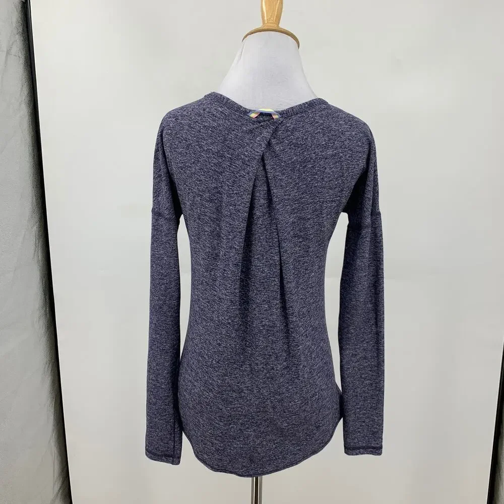 Lululemon Ivivva Top Girls Youth 12 Navy Long Sleeve Performance Thumbholes